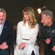 Sam Neill talks while an extraordinarily rapt audience of Laura Dern and Jeff Goldblum listen on.